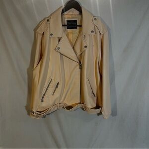Levi’s Pink Faux Leather Moto Jacket Belted Zip Up Women’s 3XL